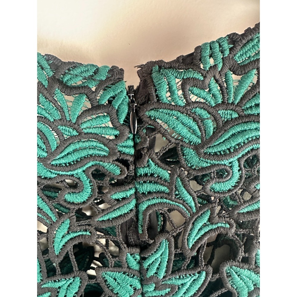 Hutch Sleeveless Milk Silk Lace Cocktail Dress Floral Black Green Size 12 Party - Picture 11 of 13